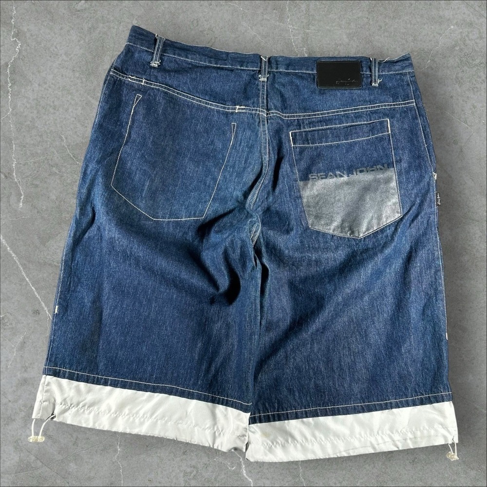 Vintage Sean John Jean Shorts Mens 40 Blue Y2K Grunge Baggy Wide Leg Hip Hop 00s